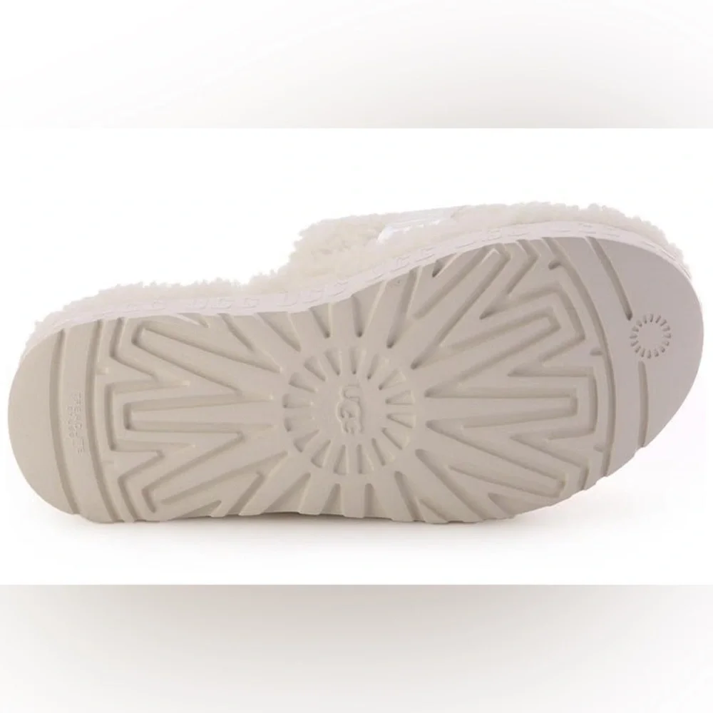 NWOB UGG Fluffita Curly Sheepskin Ivory Logo Strap Platform Slides Sz 7 - Picture 5 of 5